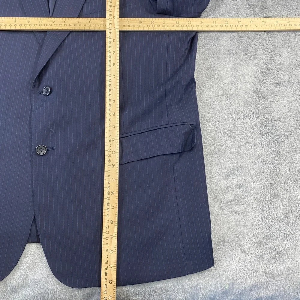 Jos. A. Bank Suit Mens 46R 40W Navy‎ Pinstripe Signature Gold 150s Wool *FLAW*